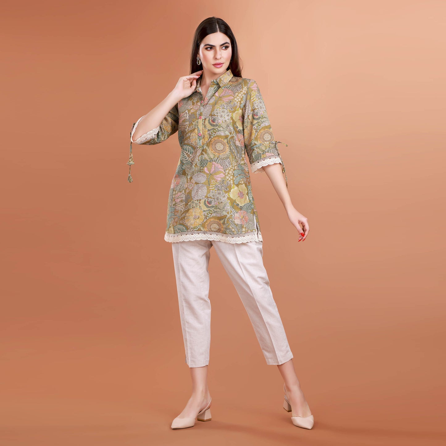 Floral Elegance Linen Tunic