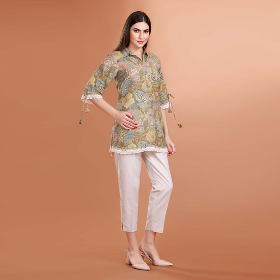 Floral Elegance Linen Tunic