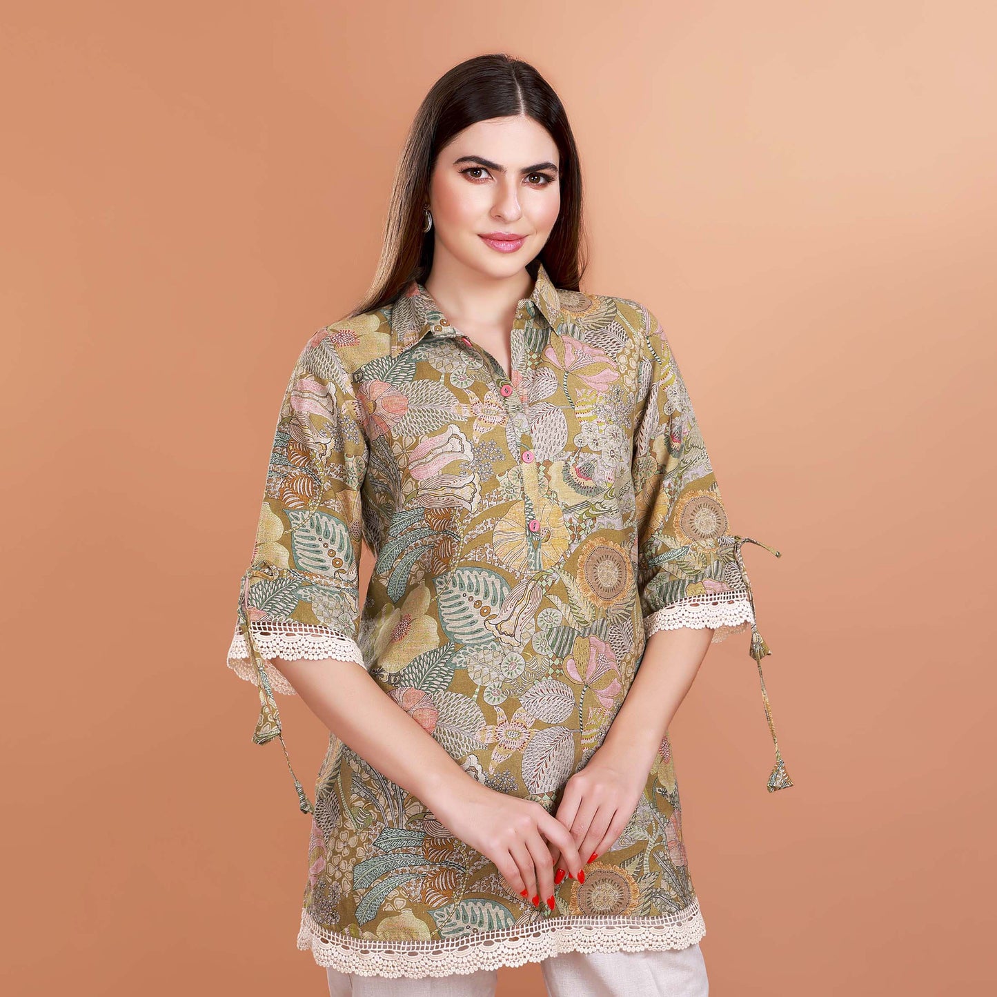 Floral Elegance Linen Tunic